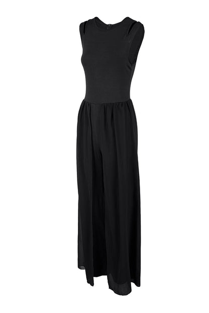 Patchwork O Neck Regular Jumpsuits