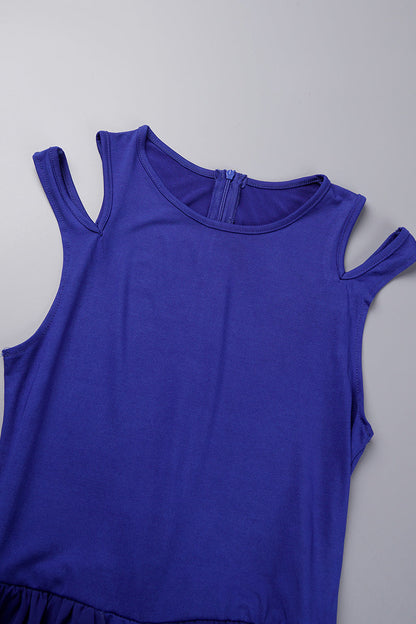 Patchwork O Neck Regular Jumpsuits