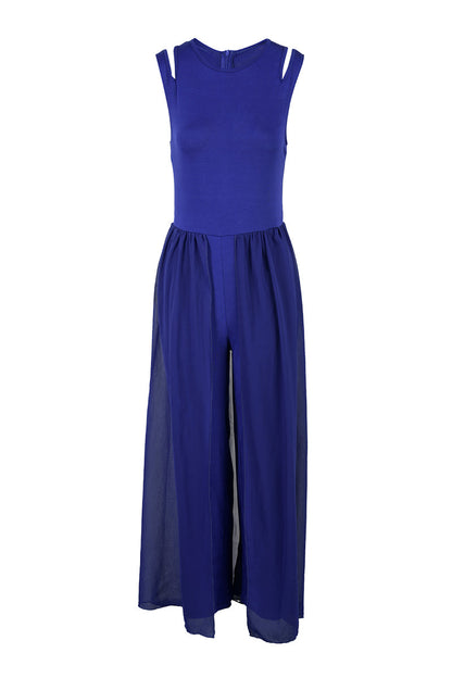 Patchwork O Neck Regular Jumpsuits