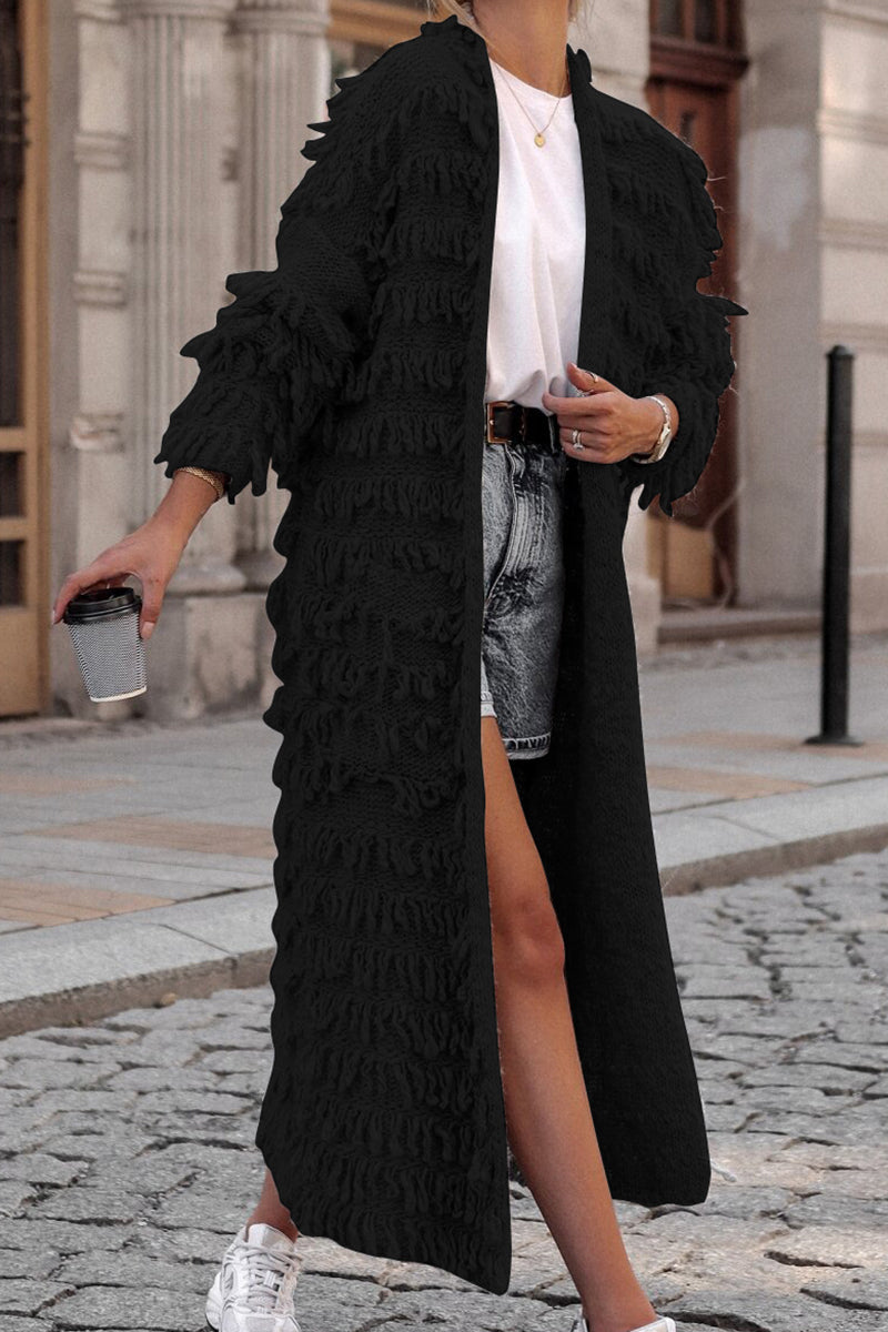 Sweet Tassel Patchwork Cardigan Collar Outerwear