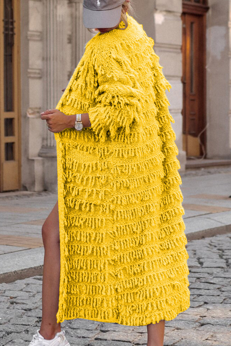 Sweet Tassel Patchwork Cardigan Collar Outerwear