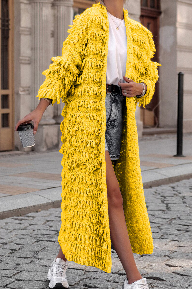 Sweet Tassel Patchwork Cardigan Collar Outerwear