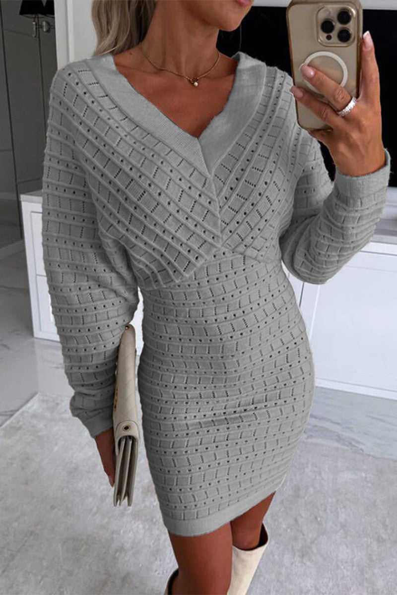 Celebrities Hollowed Out V Neck Wrapped Skirt Dresses