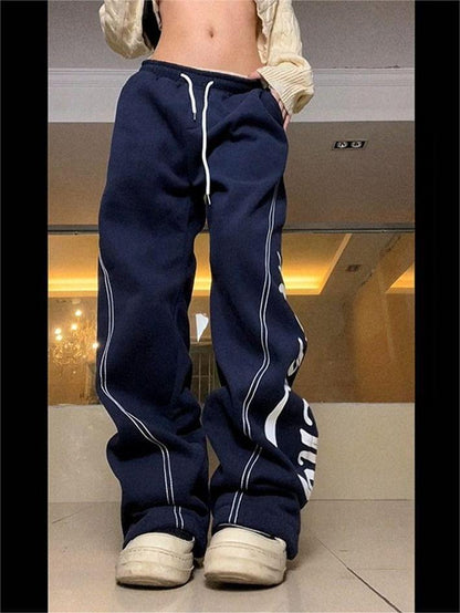 Old School Baggy Sweatpants With Letter Print