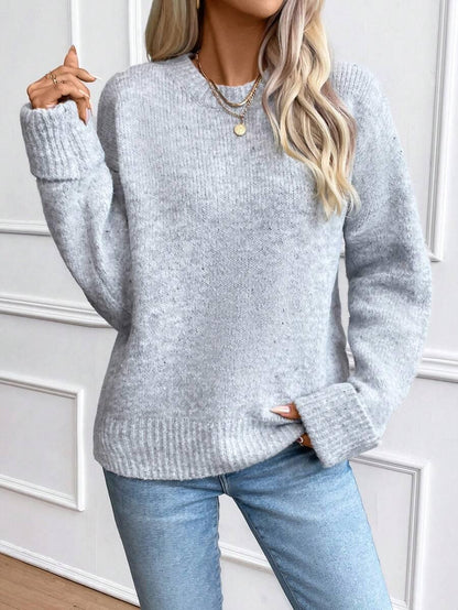 Color Long Sleeve Sweater Cozy Everyday Knit Pullover