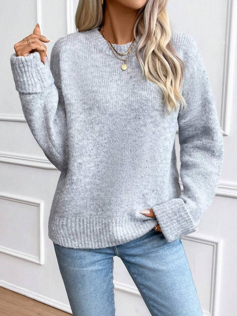 Color Long Sleeve Sweater Cozy Everyday Knit Pullover