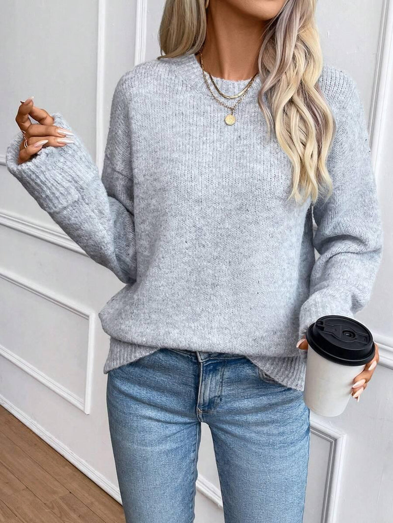 Color Long Sleeve Sweater Cozy Everyday Knit Pullover