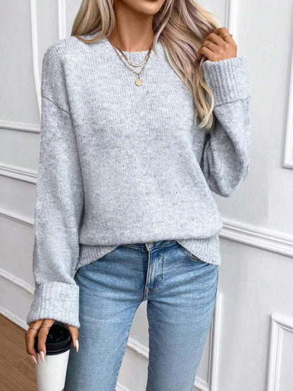 Color Long Sleeve Sweater Cozy Everyday Knit Pullover