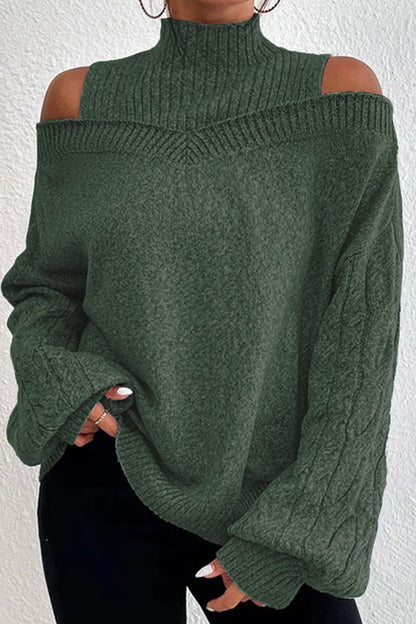Hollowed Out Patchwork Turtleneck Sweaters(7 Colors)