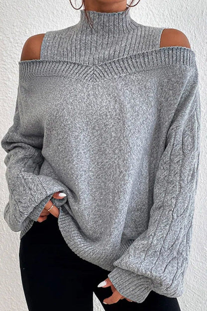 Hollowed Out Patchwork Turtleneck Sweaters(7 Colors)