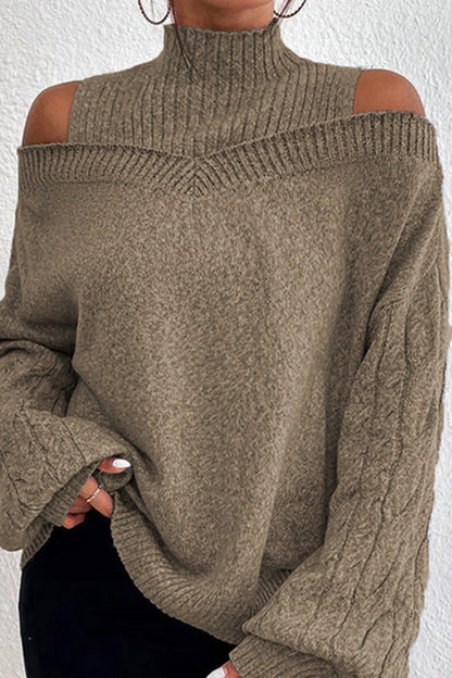 Hollowed Out Patchwork Turtleneck Sweaters(7 Colors)