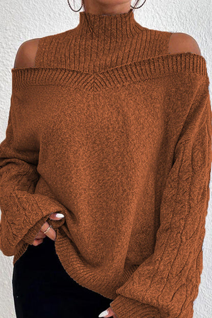 Hollowed Out Patchwork Turtleneck Sweaters(7 Colors)