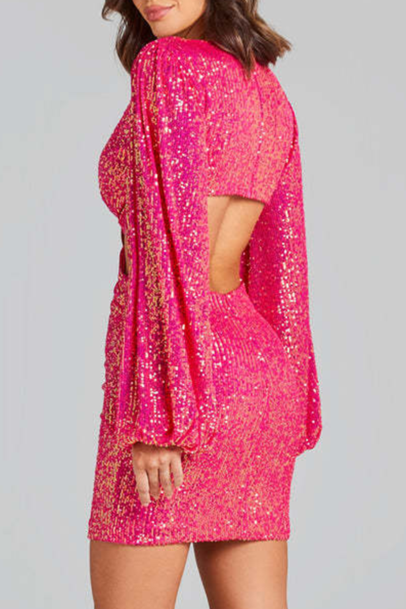 Sequins Sequined V Neck Wrapped Skirt Dresses