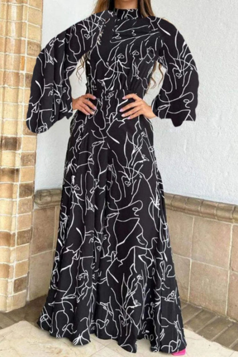 Print Patchwork Half a Turtleneck Regular Jumpsuits