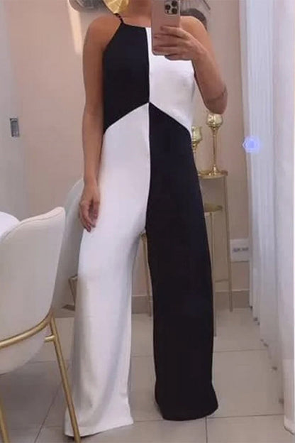 Color Block Contrast Loose Jumpsuits