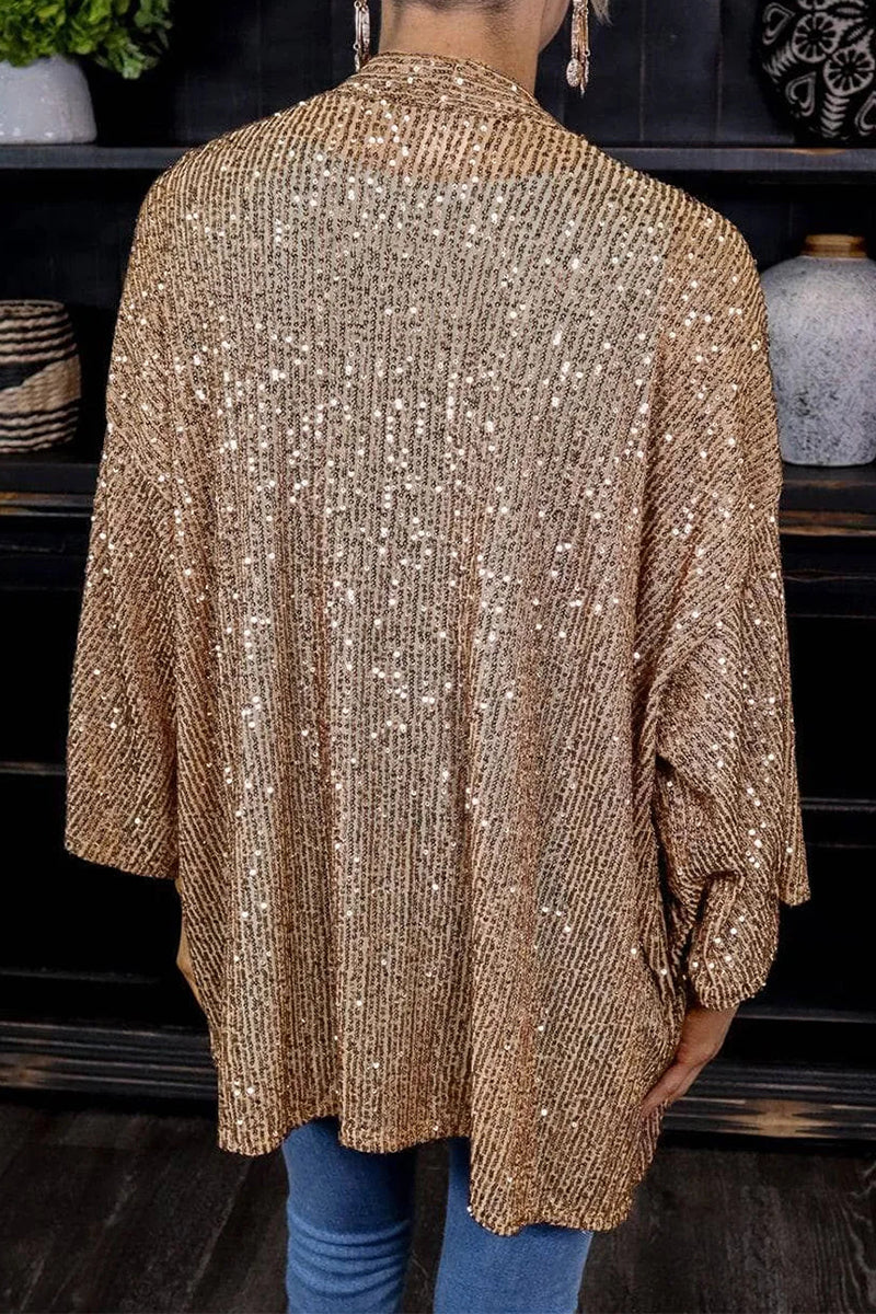 Sequins Patchwork Cardigan Collar Outerwear