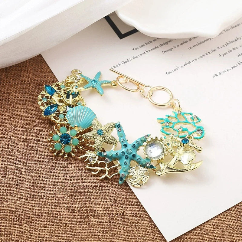 Elegant Turquoise Starfish Bracelet