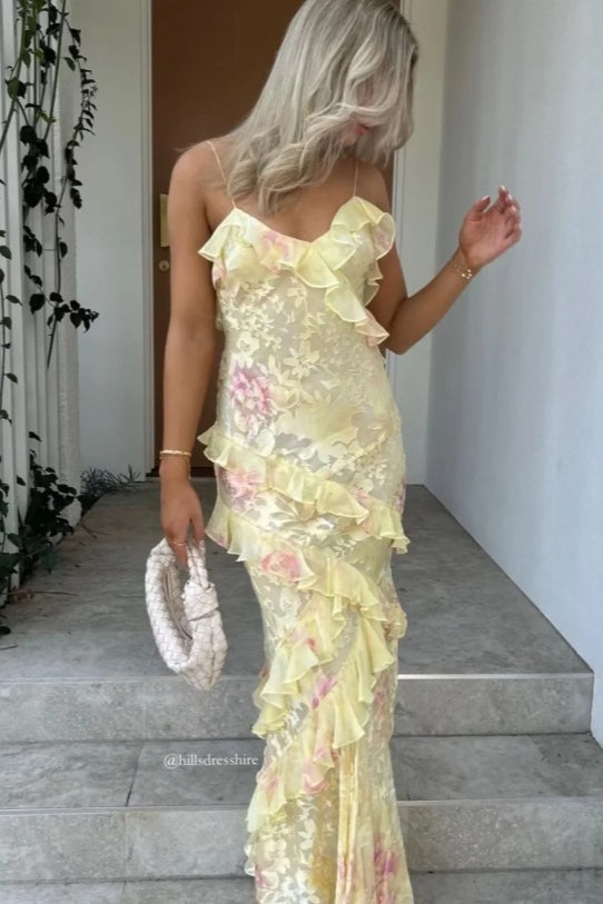 Wavy Trim Cami Maxi Dress