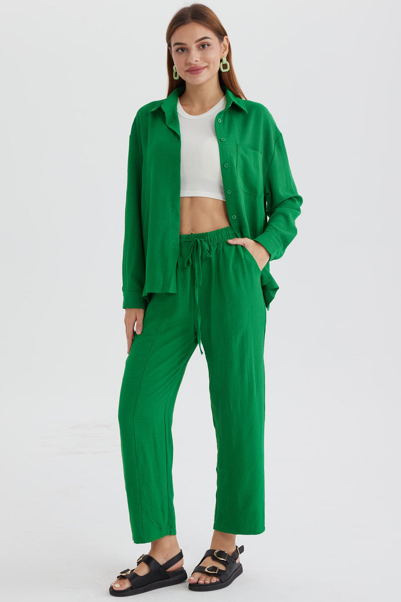 Long Sleeve Color Shirt Long Pants Set