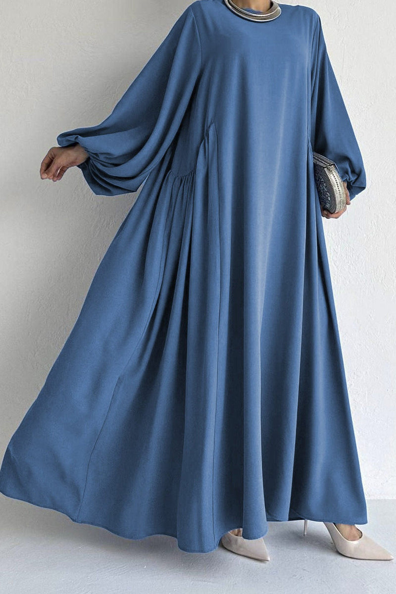 Puff Sleeve Color Maxi Dress