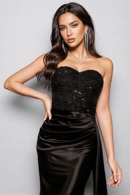 Brontane Black Sheath Sequin Maxi Dress