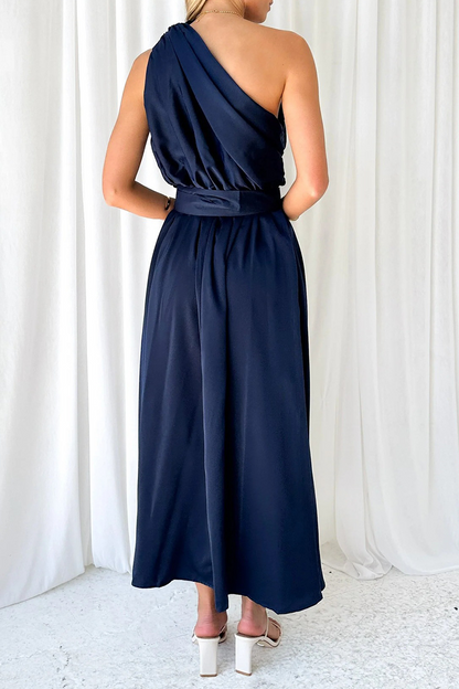 Backless Oblique Collar Waist Skirt Dresses