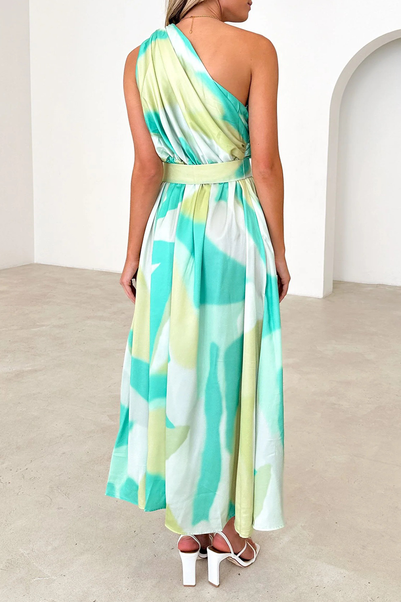 Backless Oblique Collar Waist Skirt Dresses