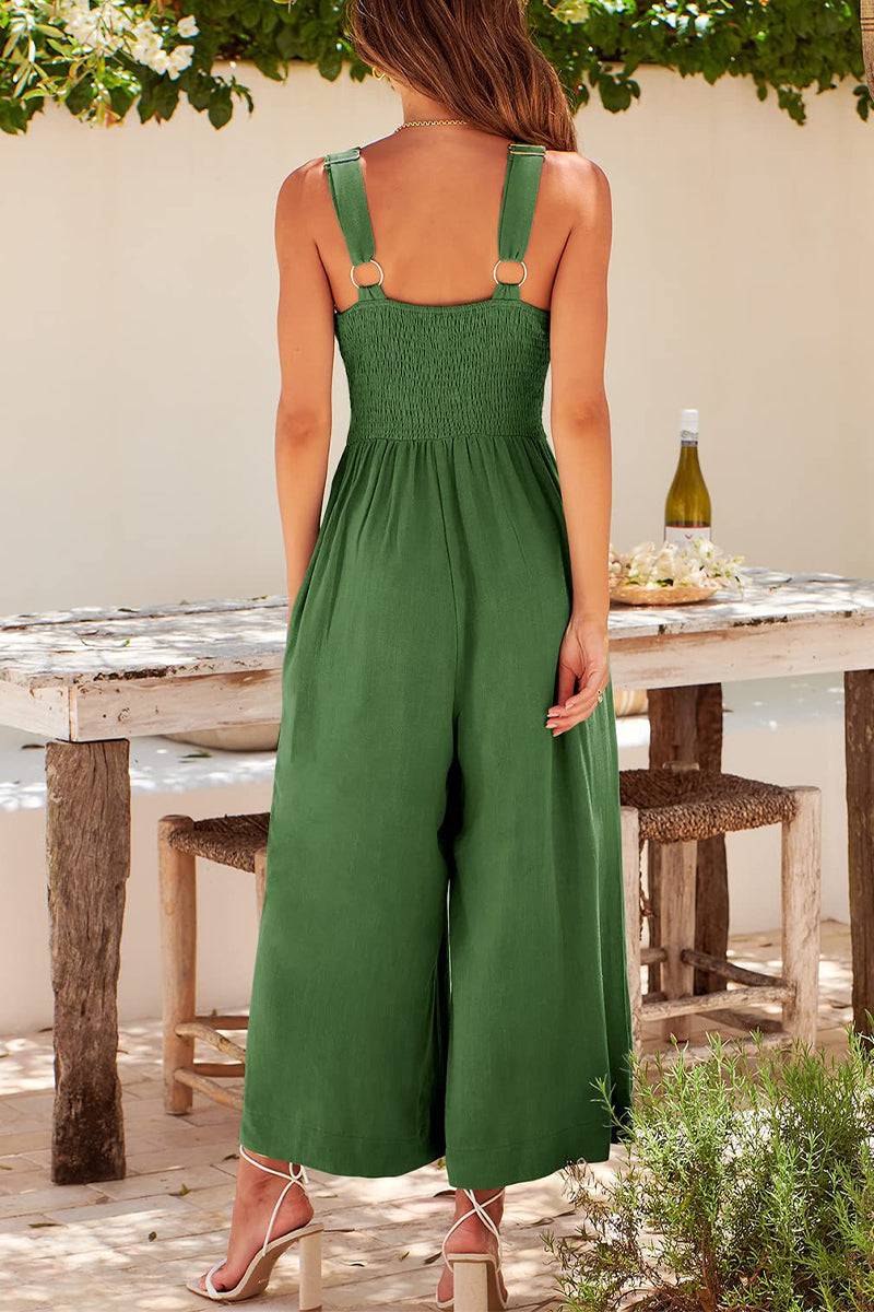 Simplicity Pocket Backless V Neck Loose Jumpsuits(13 Colors)