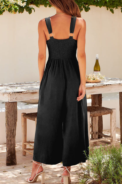 Simplicity Pocket Backless V Neck Loose Jumpsuits(13 Colors)
