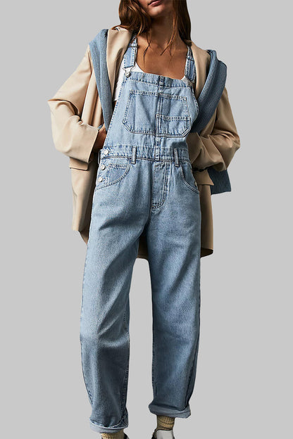 Pocket Square Collar Loose Jumpsuits