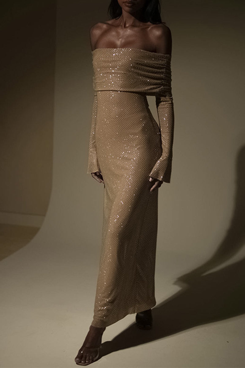 Hollowed Out Off the Shoulder One Step Skirt Dresses