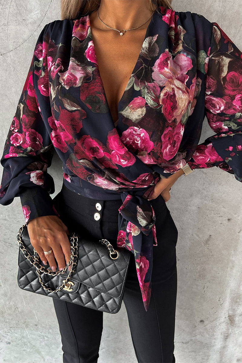 Bandage V Neck Blouses(3 Colors)