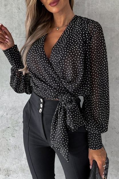 Bandage V Neck Blouses(3 Colors)
