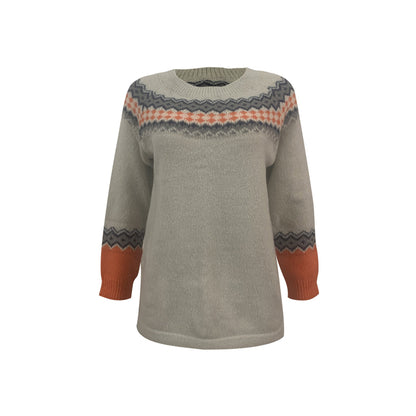 Color Block Contrast O Neck Sweaters(8 Colors)