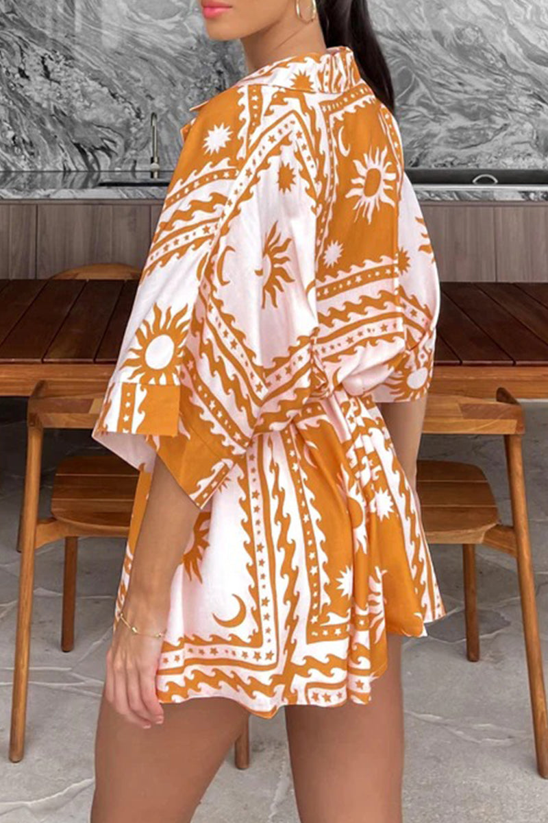 Geometric Print Bandage V Neck Rompers(4 Colors)