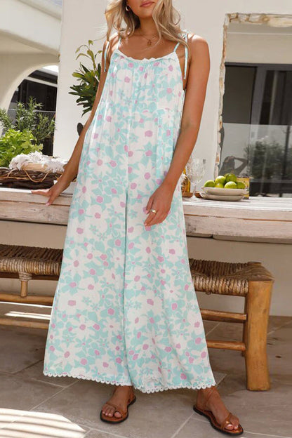 Sweet Backless U Neck Loose Jumpsuits