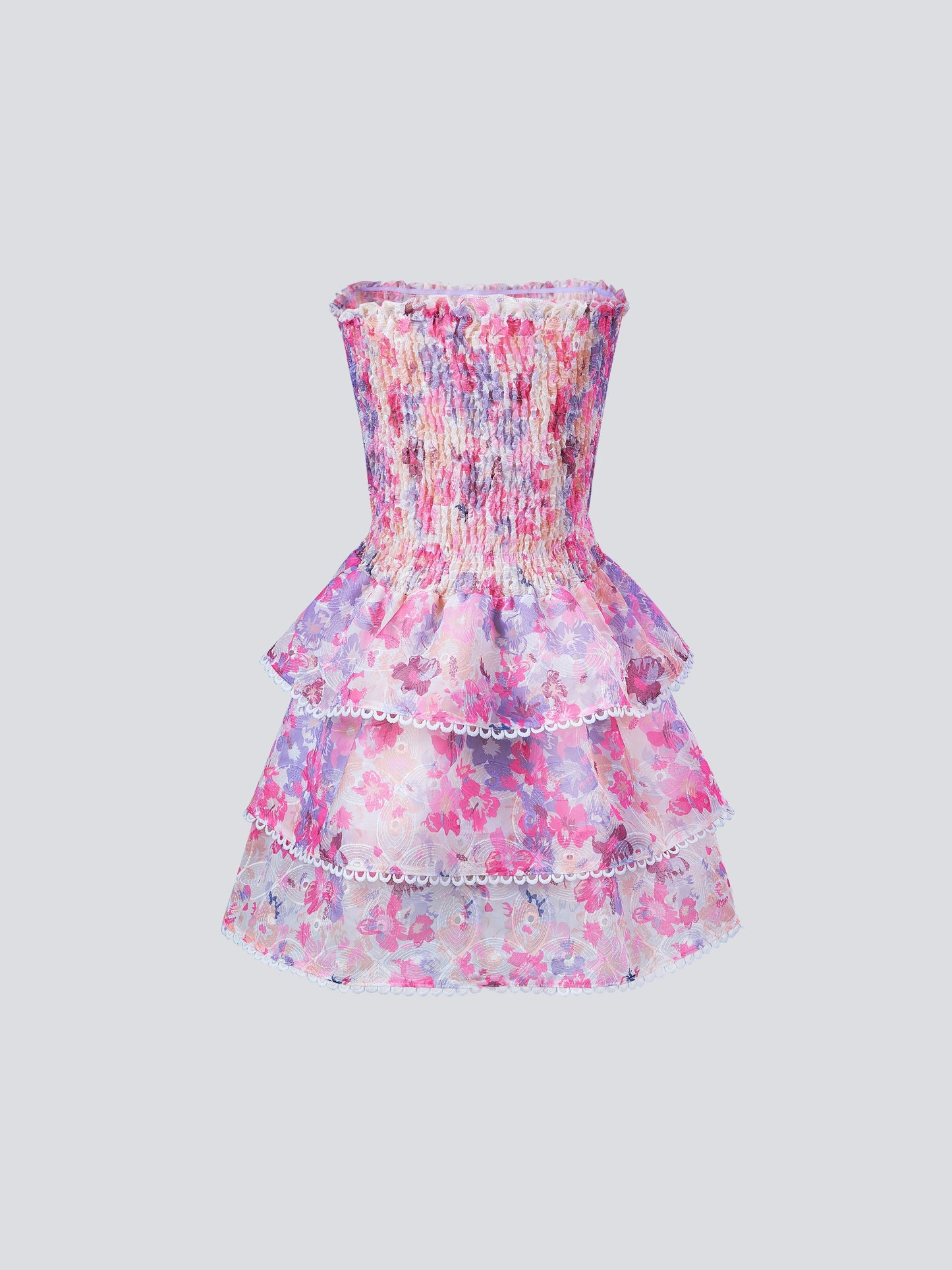 Selvi Mini Dress — Strapless Dress With Smocked Fit and Lace Trim