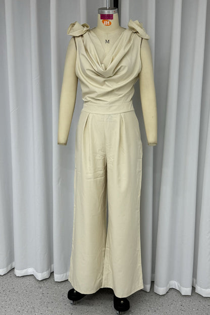 Asymmetrical Scarf Collar Jumpsuits