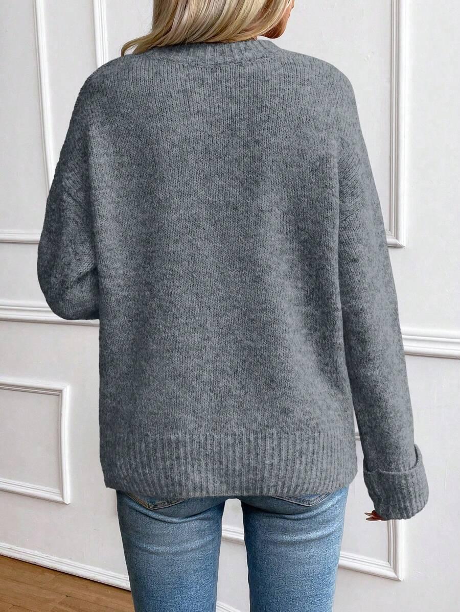Color Long Sleeve Sweater Cozy Everyday Knit Pullover