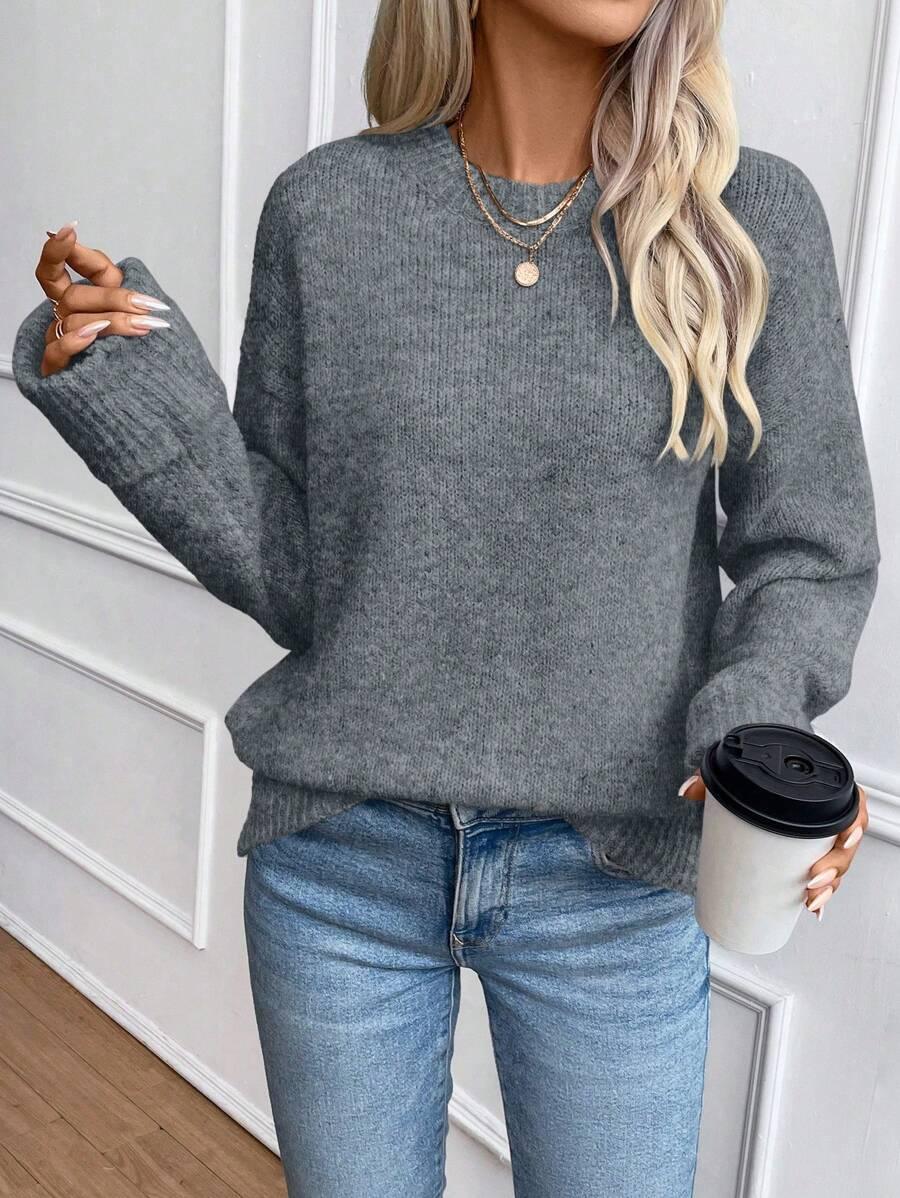 Color Long Sleeve Sweater Cozy Everyday Knit Pullover