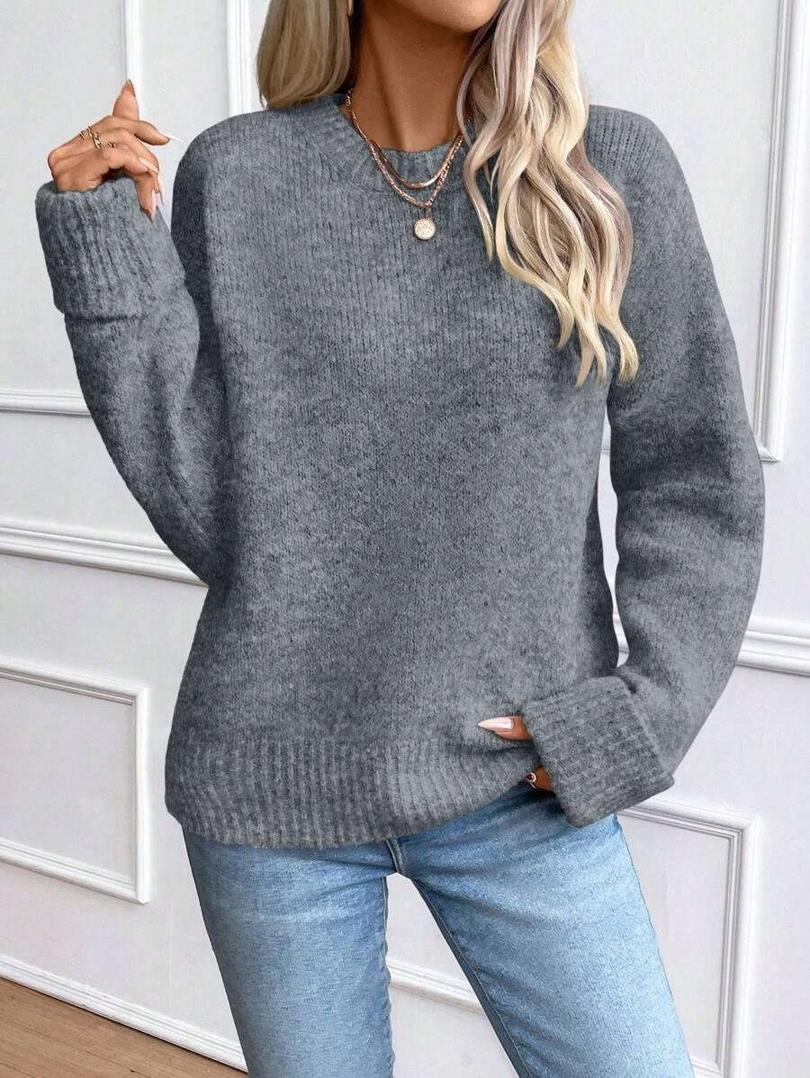 Color Long Sleeve Sweater Cozy Everyday Knit Pullover