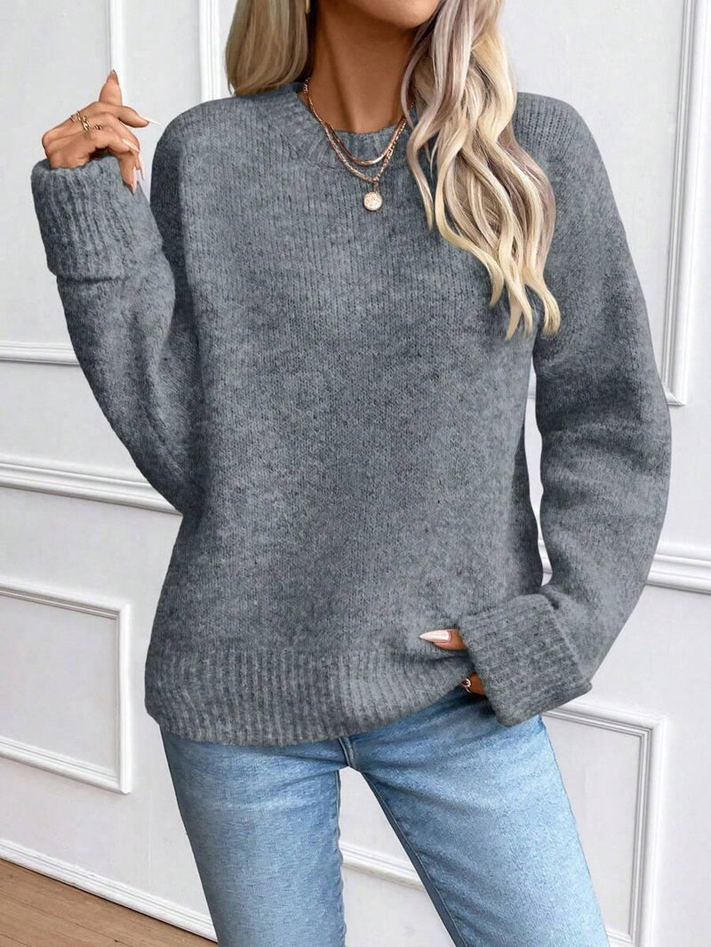 Color Long Sleeve Sweater Cozy Everyday Knit Pullover