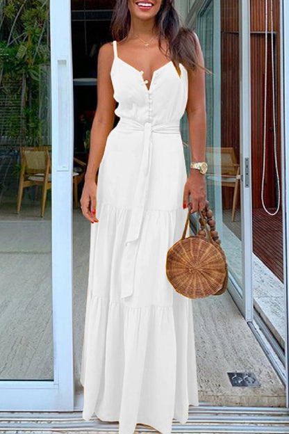 Backless Spaghetti Strap Long Dresses