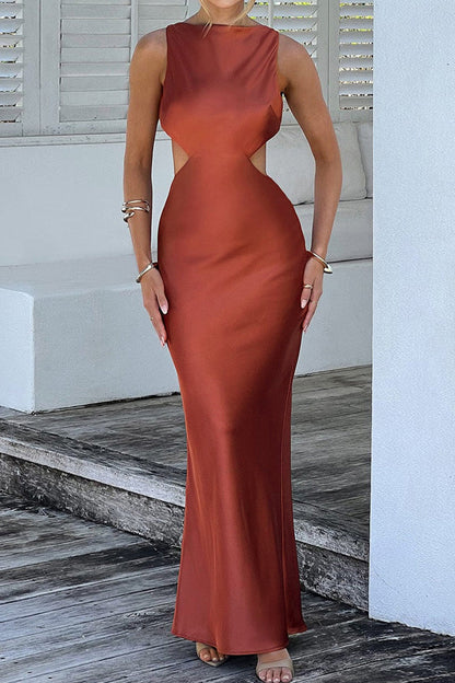 Celebrities Backless O Neck Wrapped Skirt Dresses