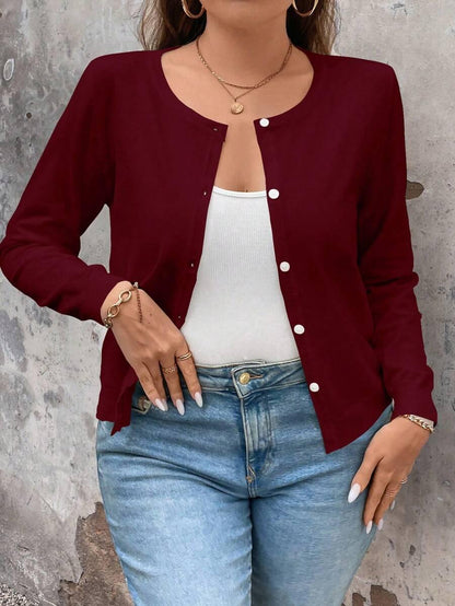 Cardigan Apricot Long Sleeve Single Breasted Cozy