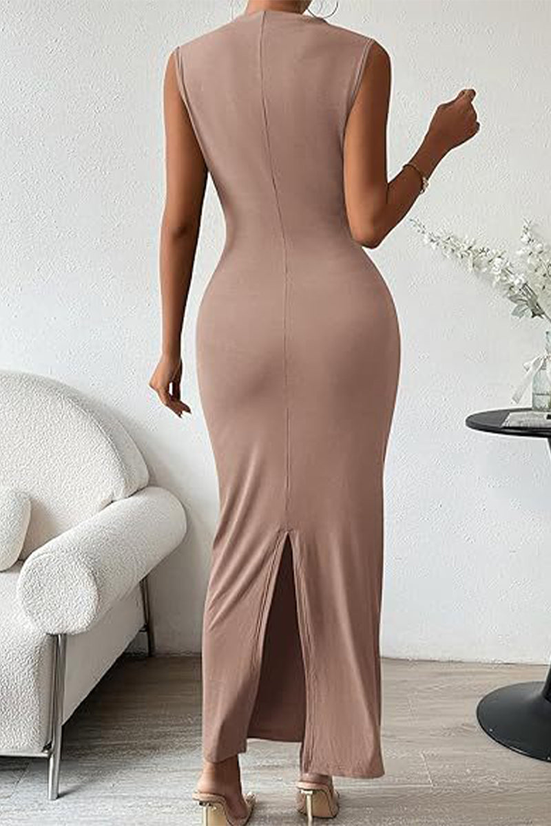Simplicity Fold O Neck One Step Skirt Dresses(8 Colors)