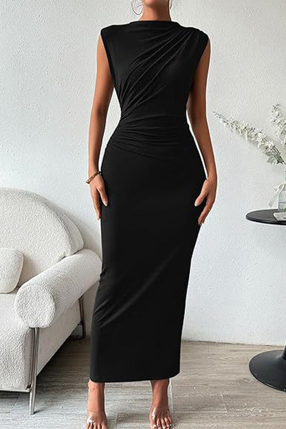 Simplicity Fold O Neck One Step Skirt Dresses(8 Colors)