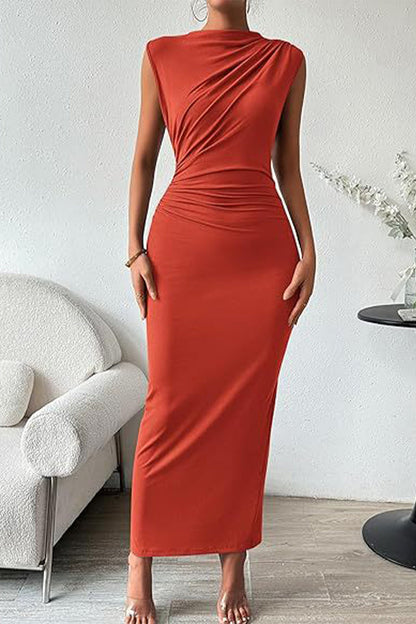 Simplicity Fold O Neck One Step Skirt Dresses(8 Colors)