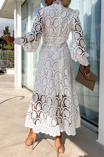Celebrities Hollowed Out Half a Turtleneck Waist Skirt Dresses(4 Colors)