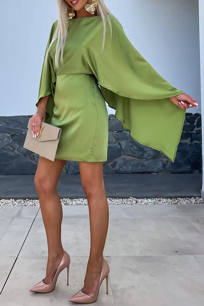 Patchwork O Neck Wrapped Skirt Dresses